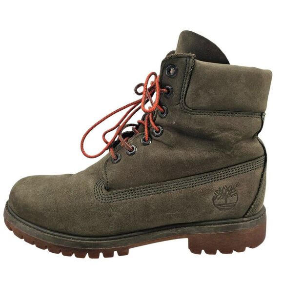 Timberland Mens 7.5 Premium 6" Waterproof Boots Green Nubuck *Needs New Laces - Picture 3 of 12